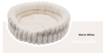 Pet Cat Nest Straight Rabbit Plush Pet Bed Round