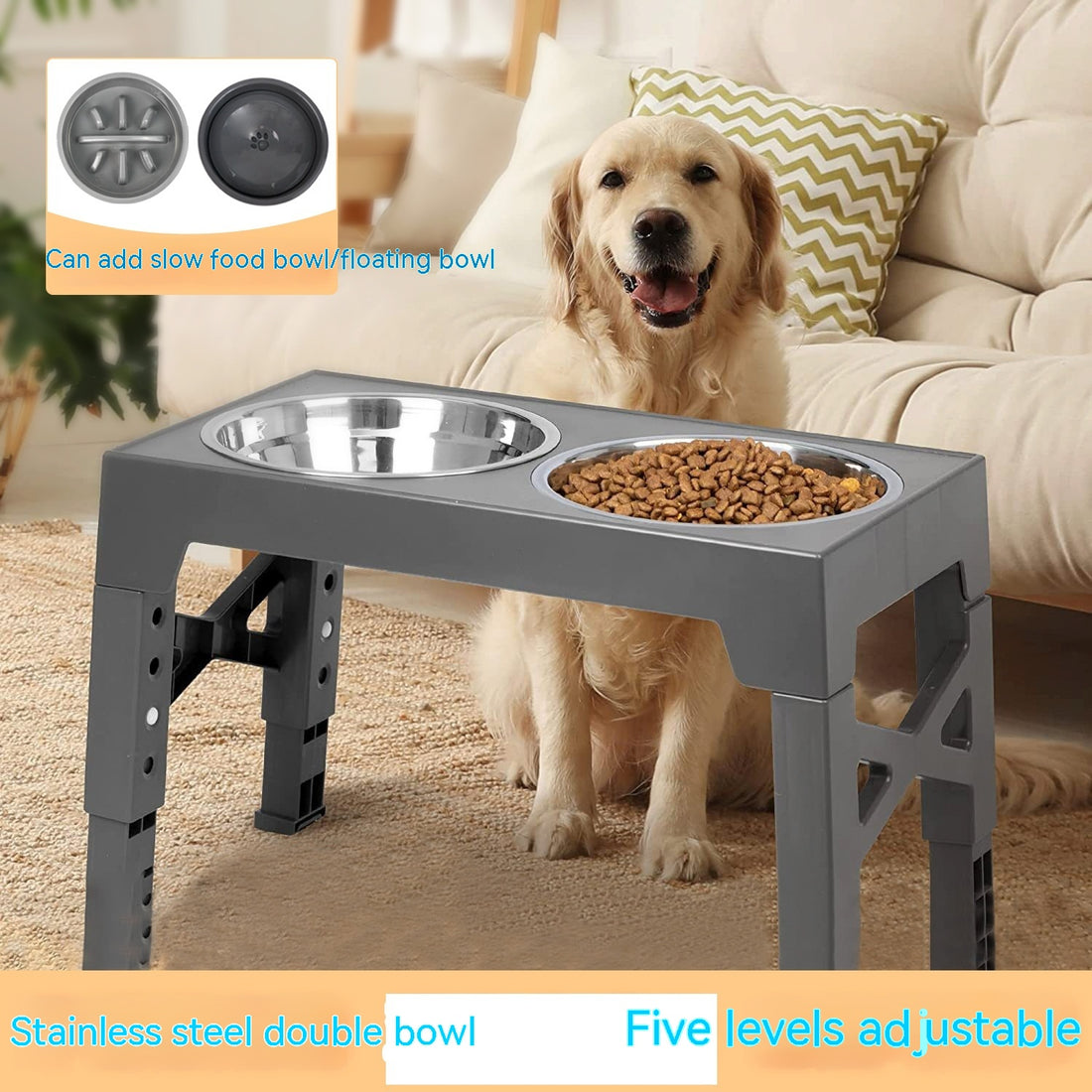 Lifting Dog Bowl Rack Neck Protection