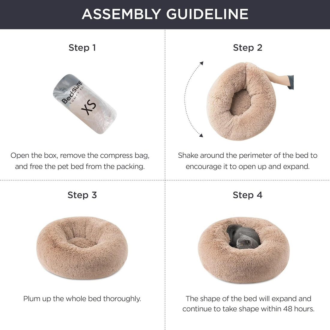 Non-slip Round Fluffy Plush Pet Bed
